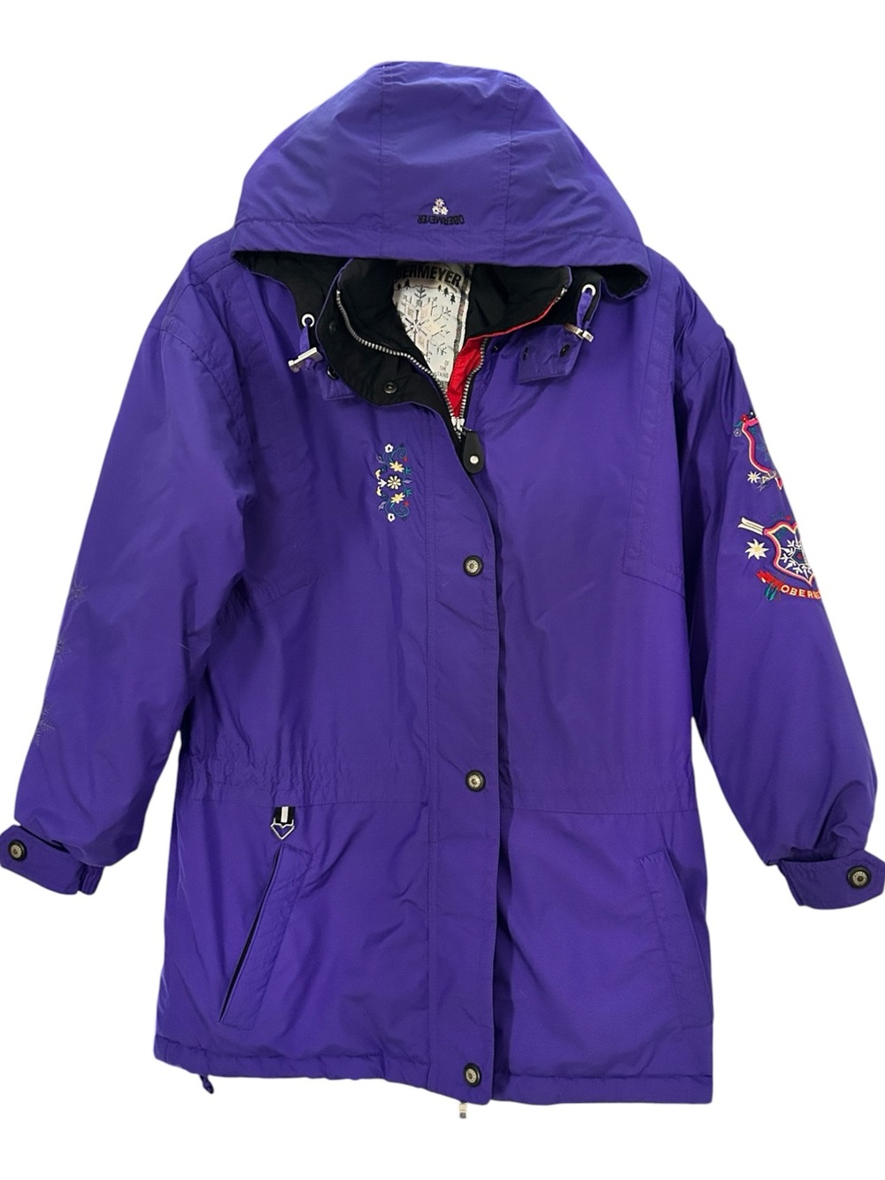 Vintage 90s Obermeyer Embroidered Ski Jacket Purple Alpine Nordic Parka Size 8
